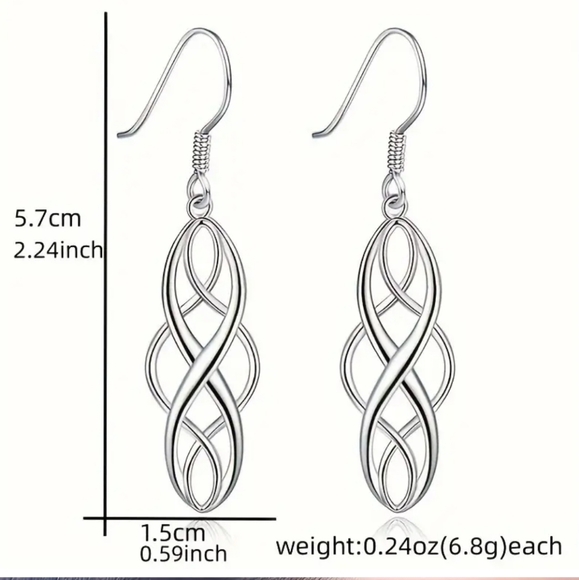 CELTIC Knot  design  Drop Earrings - Picture 3 of 4